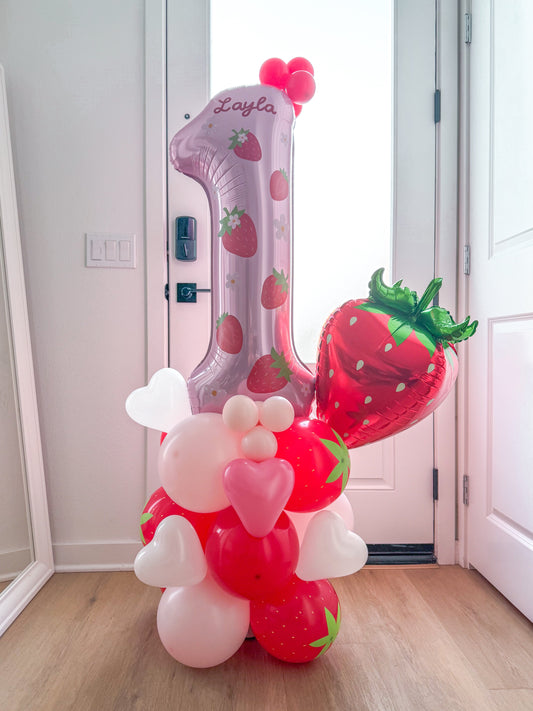 🍓 Berry First Birthday Balloon Decor – Sweet & Whimsical Party Styling in the Inland Empire
