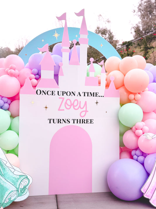castle balloon decor for princess parties | The Balloon Pop Co